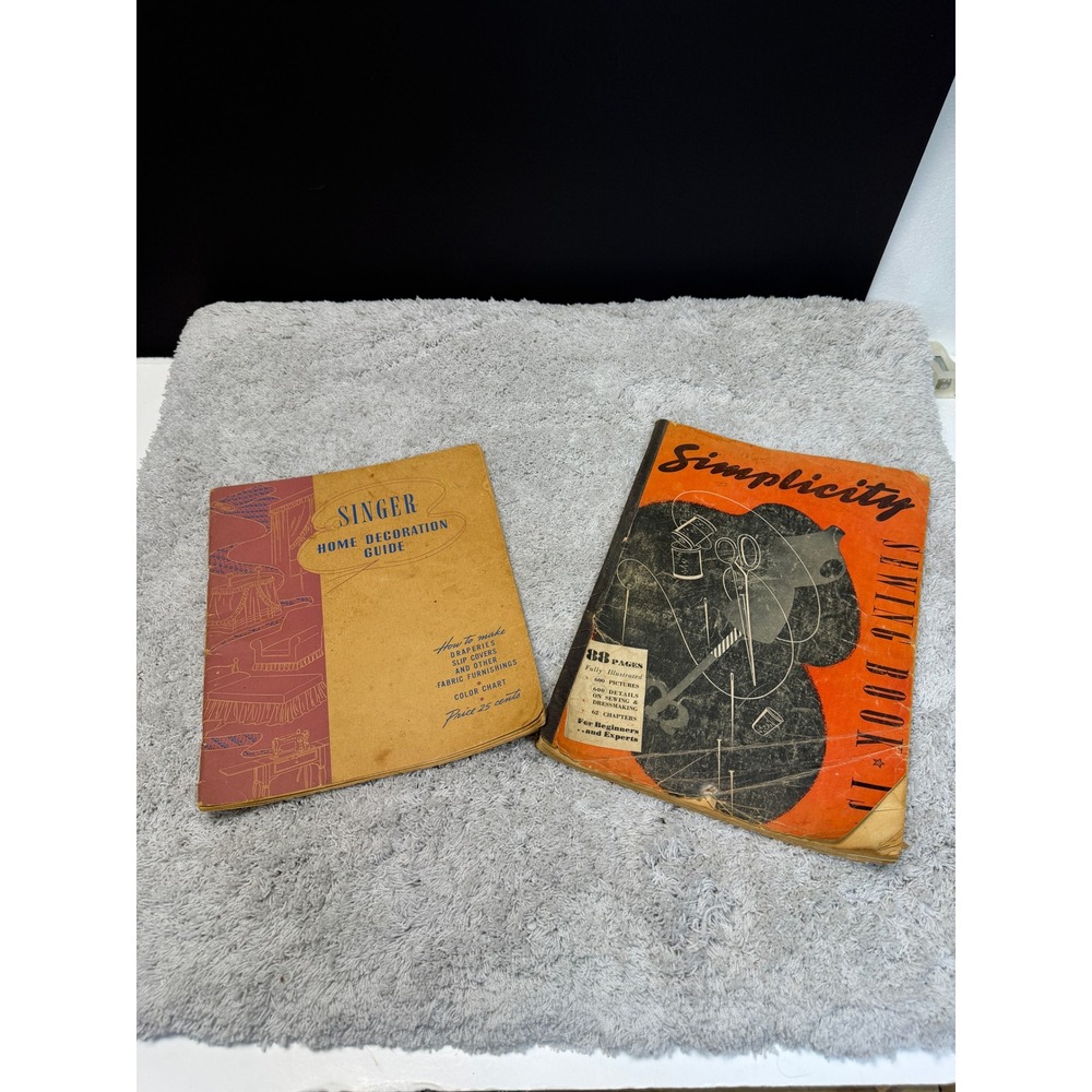 Vintage 1940s Simplicity Sewing Book and Singer Home Decoration Guide Set
